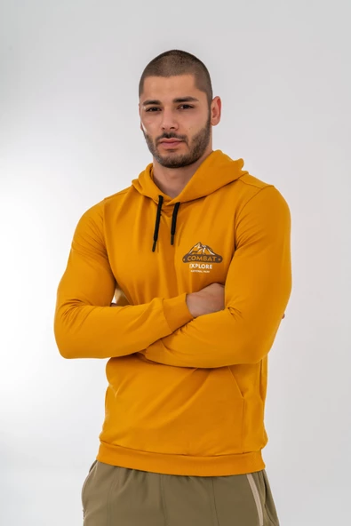 Combat Tactical Outdoor Kapüşonlu Kanguru Cepli Uzun Kol Kapşonlu Sweatshirt - 904 Hardal - 8