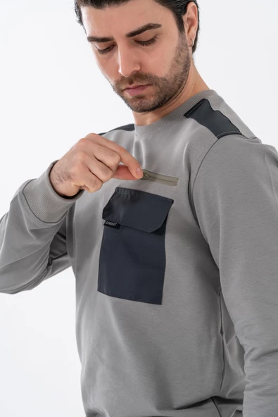 Combat Tactical Outdoor Baskılı Uzun Kol Sıfır Yaka Tişört Bisiklet Yaka Günlük Basic Sweatshirt - 907 - 10