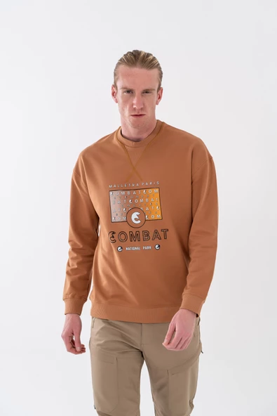 Combat Tactical Baskılı Uzun Kol Sıfır Yaka Tişört Bisiklet Yaka Günlük Basic Sweatshirt - 914 - 10