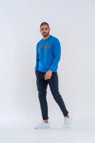 Combat Tactical Outdoor Tactik Baskılı Uzun Kol Sıfır Yaka Tişört Bisiklet Yaka Günlük Basic Sweatshirt - 902 S.Mavi - 6