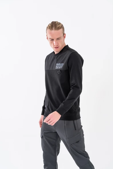 Combat Tactical Baskılı Uzun Kol Sıfır Yaka Tişört Bisiklet Yaka Günlük Basic Sweatshirt - 906 - B32 - 12