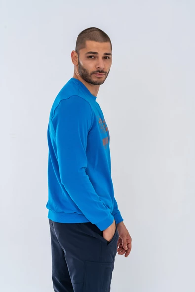 Combat Tactical Outdoor Tactik Baskılı Uzun Kol Sıfır Yaka Tişört Bisiklet Yaka Günlük Basic Sweatshirt - 902 S.Mavi - 7