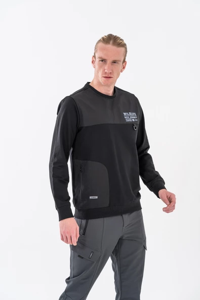 Combat Tactical Baskılı Uzun Kol Sıfır Yaka Tişört Bisiklet Yaka Günlük Basic Sweatshirt - 906 - B32 - 11