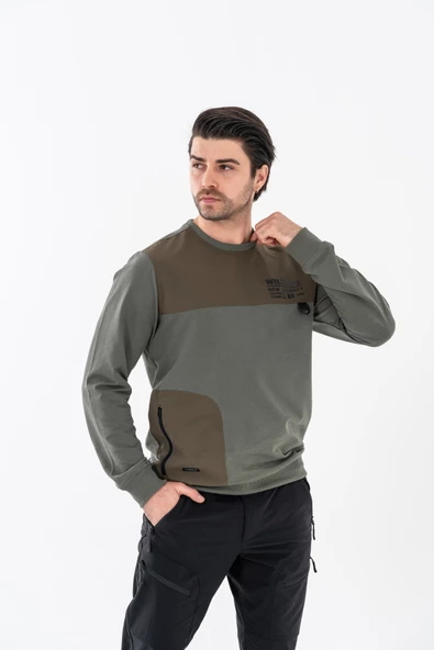Combat Tactical Baskılı Uzun Kol Sıfır Yaka Tişört Bisiklet Yaka Günlük Basic Sweatshirt - 906 - B32 - 7