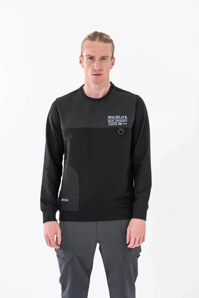 Combat Tactical Baskılı Uzun Kol Sıfır Yaka Tişört Bisiklet Yaka Günlük Basic Sweatshirt - 906 - B32