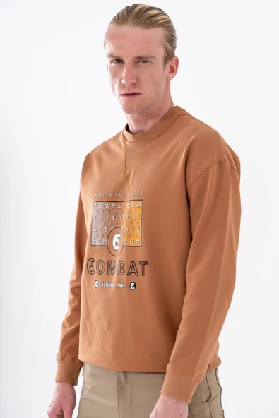 Combat Tactical Baskılı Uzun Kol Sıfır Yaka Tişört Bisiklet Yaka Günlük Basic Sweatshirt - 914 - 12