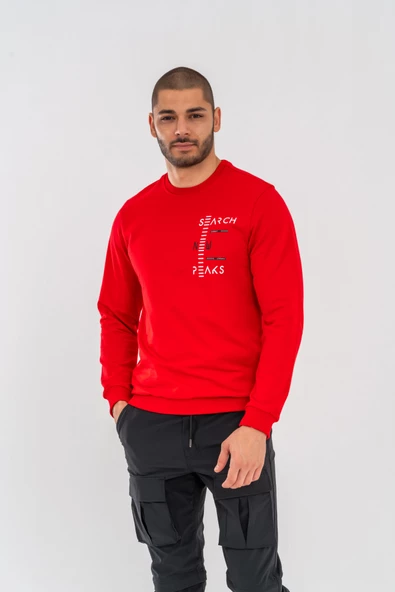 Combat Tactical Outdoor Tactik Baskılı Uzun Kol Sıfır Yaka Tişört Bisiklet Yaka Günlük Basic Sweatshirt - 902 -  Kırmızı - 5