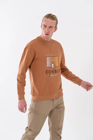 Combat Tactical Baskılı Uzun Kol Sıfır Yaka Tişört Bisiklet Yaka Günlük Basic Sweatshirt - 914 - 11