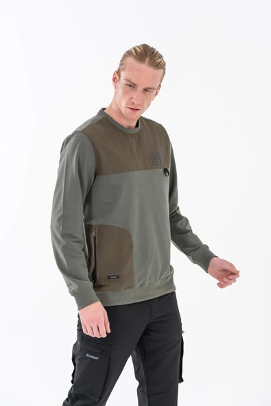 Combat Tactical Baskılı Uzun Kol Sıfır Yaka Tişört Bisiklet Yaka Günlük Basic Sweatshirt - 906 - B32 - 2