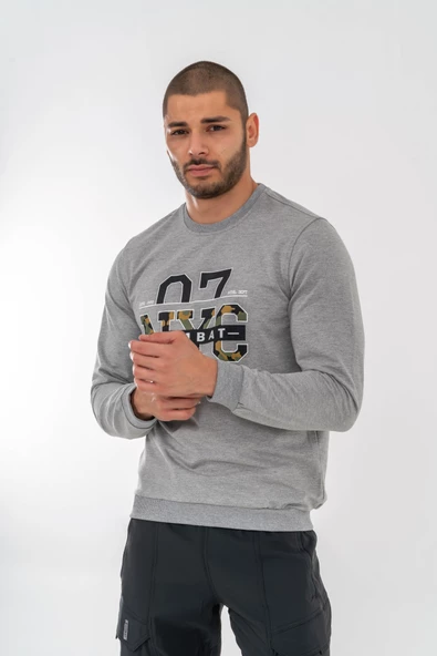 Combat Tactical Outdoor Tactik Baskılı Uzun Kol Sıfır Yaka Tişört Bisiklet Yaka Günlük Basic Sweatshirt - 902 Gri - 12