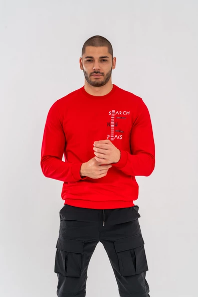 Combat Tactical Outdoor Tactik Baskılı Uzun Kol Sıfır Yaka Tişört Bisiklet Yaka Günlük Basic Sweatshirt - 902 -  Kırmızı - 9