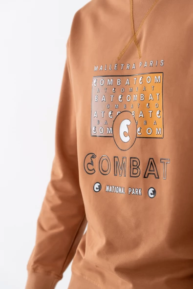 Combat Tactical Baskılı Uzun Kol Sıfır Yaka Tişört Bisiklet Yaka Günlük Basic Sweatshirt - 914 - 5