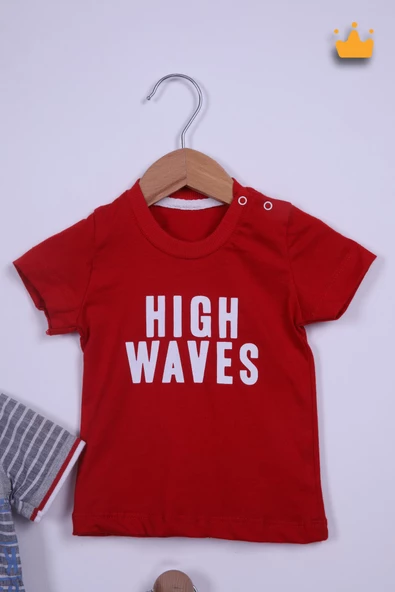 Babyhola 3'lü Ayılı Gömlek Tişört Kapri Erkek Bebek Çocuk Bayramlık Alt Üst Takım 1089 - 4