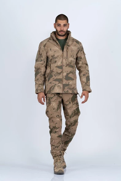 Combat Tactical Outdoor Kamuflaj Mont Su Rüzgar Geçirmez Erkek Softtjell Mont - 305 - 11