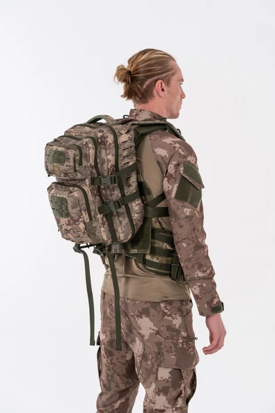 Combat Tactical Outdoor Taktik 35 Lt Sırt Çantası Su Geçirmez Yürüyüş Seyahat Dağcı Kamp Trekking Sırt Çantası 35 Lt-Kamuflaj-658 - 3