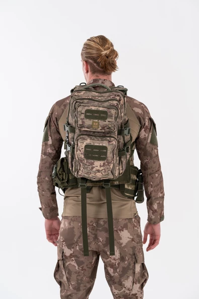 Combat Tactical Outdoor Taktik 35 Lt Sırt Çantası Su Geçirmez Yürüyüş Seyahat Dağcı Kamp Trekking Sırt Çantası 35 Lt-Kamuflaj-658 - 2