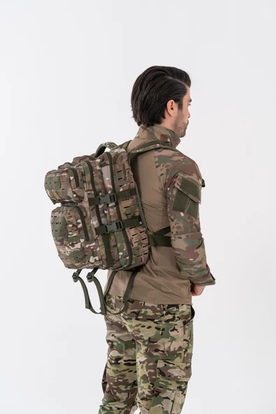 Combat Tactical Outdoor Taktik 35 Lt Sırt Çantası Su Geçirmez Yürüyüş Seyahat Dağcı Kamp Trekking Sırt Çantası 35 Lt-Kamuflaj-658 - 3