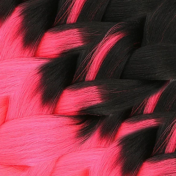 Afrika Örgülük Sentetik Ombreli Saç 100 Gr. - Siyah / Neon Pembe  100-2-10-PM