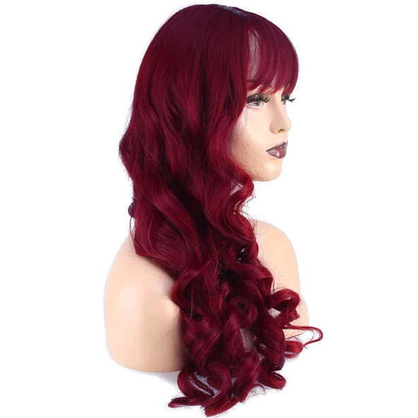 Dalgalı Perçemli Uzun Fiber Sentetik Peruk - Kızıl H7229-850A-PM - Resim 2