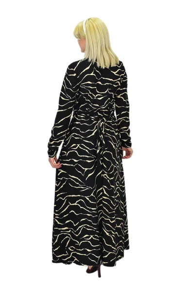 Kadın Leopar Desen Krep O Yaka Elbise BGL-ST03539 - Resim 9