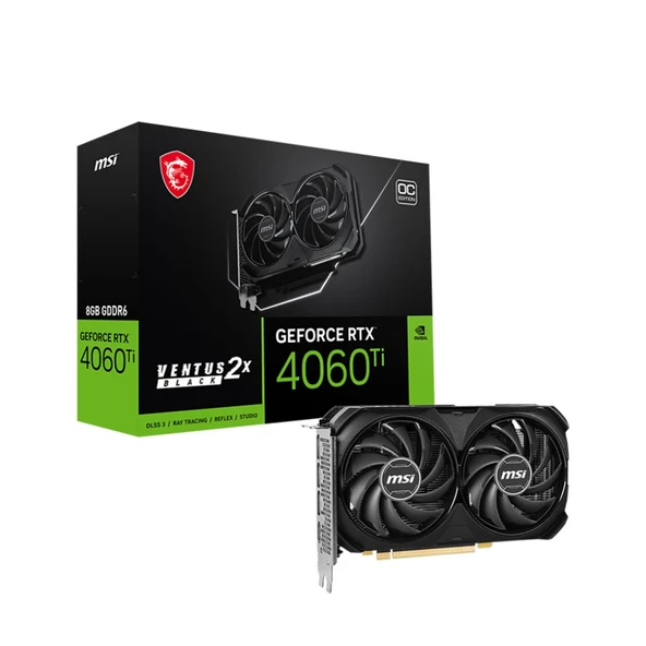 MSI GeForce RTX 4060 Ti VENTUS 2X BLACK 8GB OC 128Bit GDDR6 PCI-E 4.0 NVIDIA Ekran Kartı