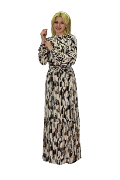 Kadın Empirme Çizğili Elbise BGL-ST03515 - Resim 11