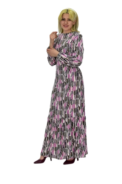 Kadın Empirme Çizğili Elbise BGL-ST03515 - Resim 6