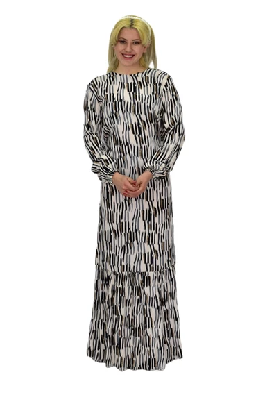 Kadın Empirme Çizğili Elbise BGL-ST03515 - Resim 7