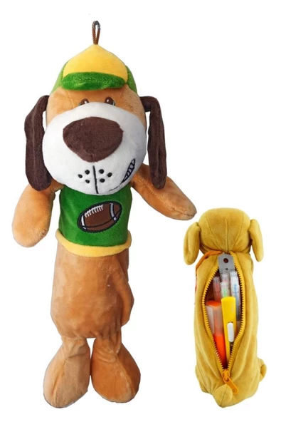 Peluş Sevimli Köpek Hayvan Kalemlik 1 Adet Fermuarlı Yumuşak Kumaşlı Peluş Kalemlik Hayvan Motifli - 3