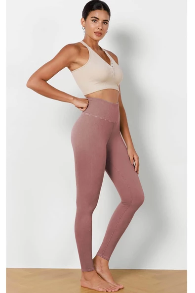 Kadın Yüksek Bel Fitilli Esnek Spor Tayt 4117 - 4