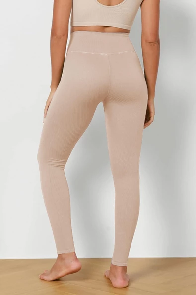 Kadın Yüksek Bel Fitilli Esnek Spor Tayt 4117 - 9