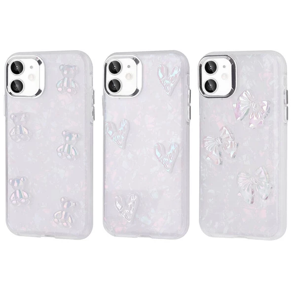 iPhone 11 Uyumlu  Uyumlu KılıfKabartma Figürlü Parlak Eralli Silikon Kapak - 2