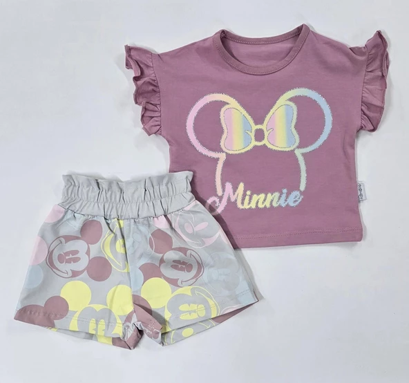 Minnie Kız Bebek Şortlu Takım - 2