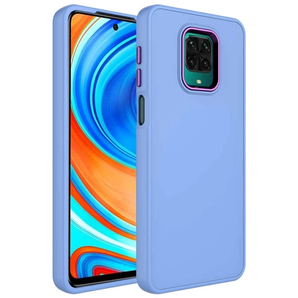 Xiaomi Redmi Note 9S Uyumlu  Uyumlu KılıfMetal Çerçeve ve Buton Tasarımlı Silikon Luna Kapak