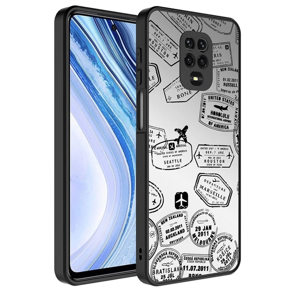 Xiaomi Redmi Note 9S Uyumlu  Uyumlu KılıfAynalı Desenli Kamera Korumalı Parlak Mirror Kapak