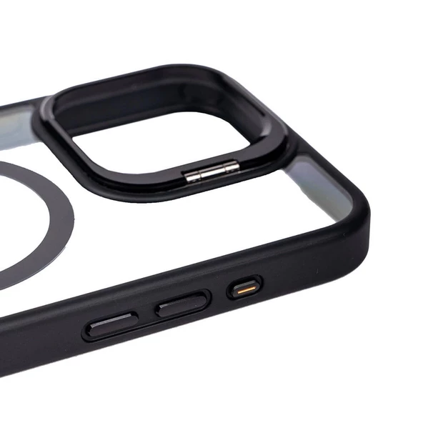 iPhone 15 Pro  Uyumlu KılıfMagsafe Wireless Şarj Özellikli Standlı Magsafe Klon Lensli Kapak - 2
