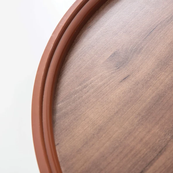 3'Lü Ahşap Yuvarlak Zigon Sehpa Ceviz Polen Lüx Ayaklı C6 - 4