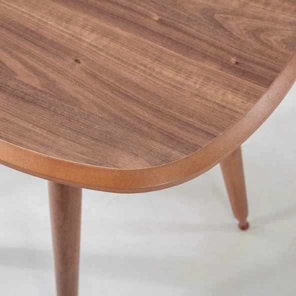 3'Lü Ahşap Yuvarlak Zigon Sehpa Ceviz Lüx Ayaklı B7 - 4