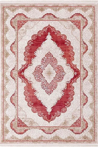 Efsane Halı Kesme Esmira 31893 010 Bordo 80 x 300 cm Vizon Kırmızı