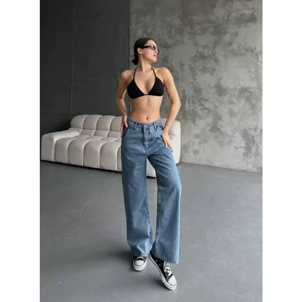 Lucky Life Kadın Palazzo Jeans Pantalon - Mavi - 3