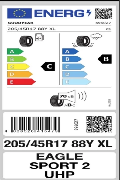 Goodyear 205/45 R17 88Y Eagle Sport 2 UHP XL FP Yaz Lastiği 2024 Üretim - 2