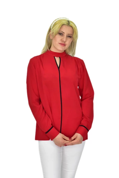 Kadın Kırmızı Bluz BGL-ST03715 - Resim 4