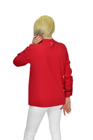 Kadın Kırmızı Bluz BGL-ST03715 - Resim 5
