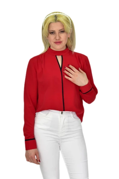 Kadın Kırmızı Bluz BGL-ST03715 - Resim 2