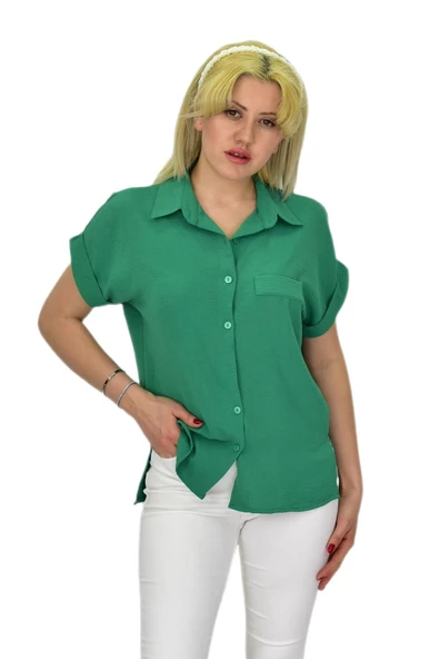 Kadın Ayrobin Kısa Kol Gömlek BGL-ST03696 - Resim 7