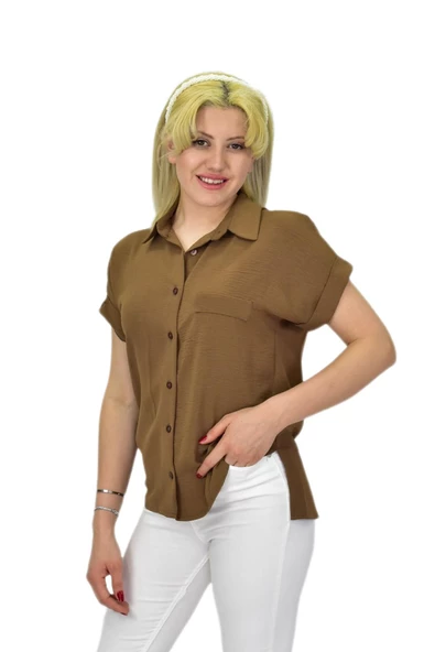 Kadın Ayrobin Kısa Kol Gömlek BGL-ST03696 - Resim 2