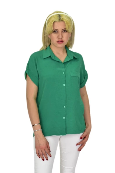 Kadın Ayrobin Kısa Kol Gömlek BGL-ST03696 - Resim 4