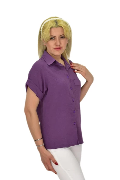 Kadın Ayrobin Kısa Kol Gömlek BGL-ST03696 - Resim 11