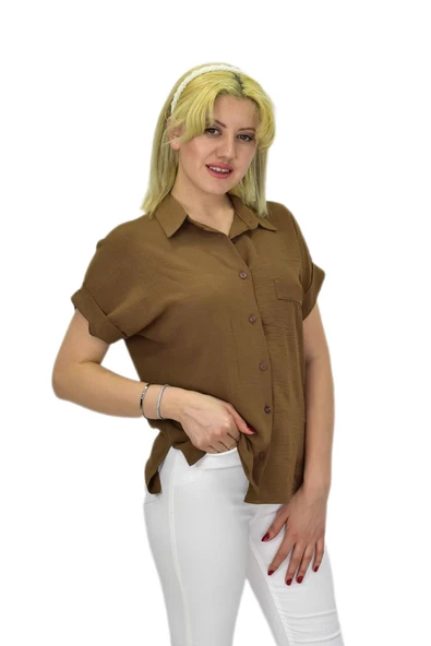 Kadın Ayrobin Kısa Kol Gömlek BGL-ST03696 - Resim 6