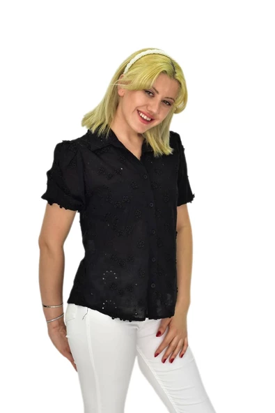 Kadın Brodeli Kısa Kol Bluz BGL-ST0371 - 9